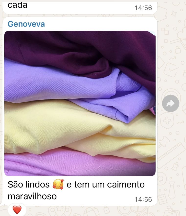 Depoimento de cliente no Grupo VIP: peças lindas e com caimento maravilhoso